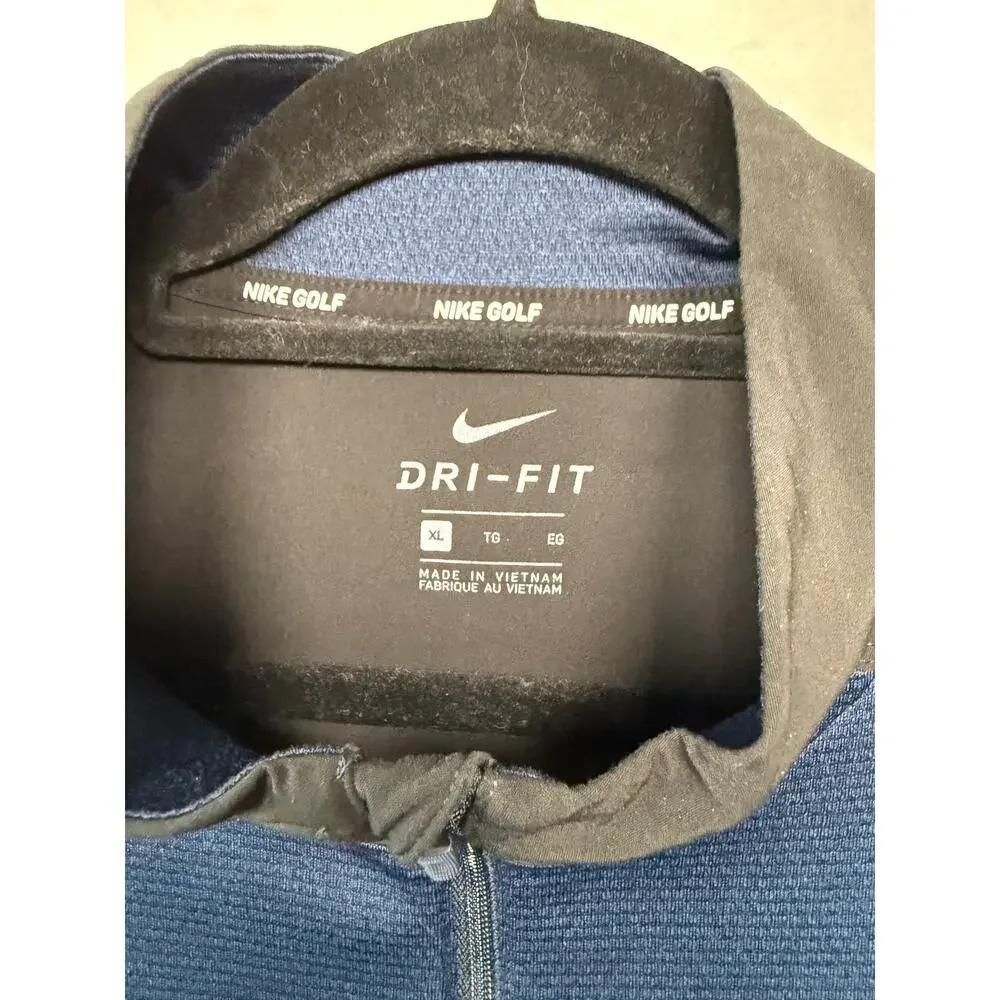 NIke Golf Dri-Fit Performance 1/4 Zip Pullover, Blue/Black, Size XL